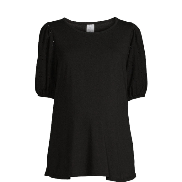 TIME AND TRU BLACK EYELET SHORT SLEEVE MATERNITY TOP - Picture 1 of 9